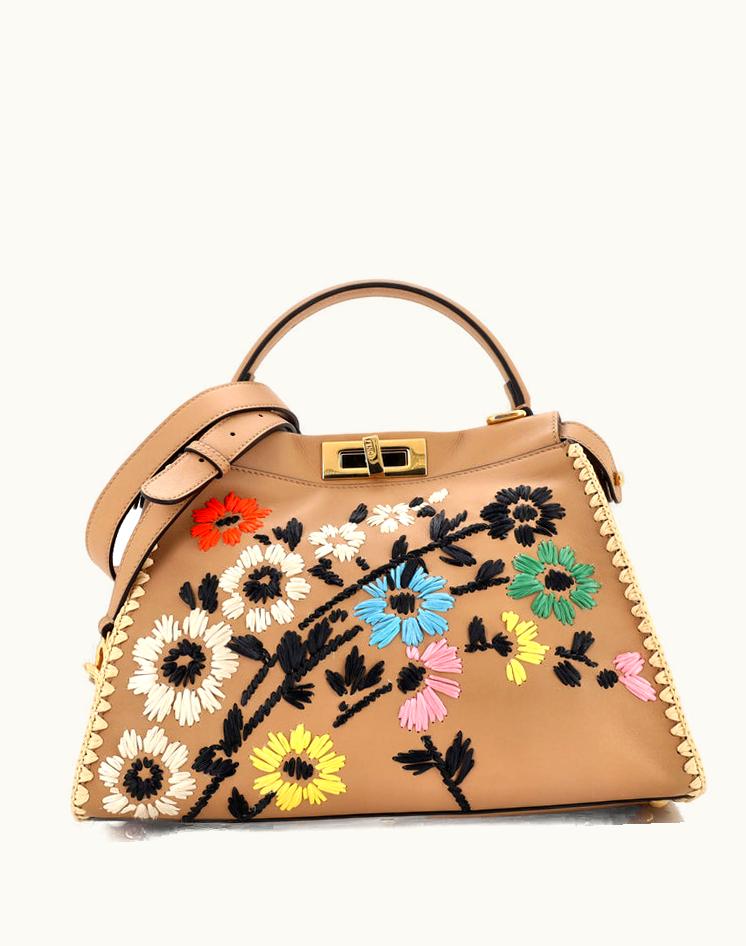 Fendi Fendi Peekaboo Bag Embroidered Leather Regular