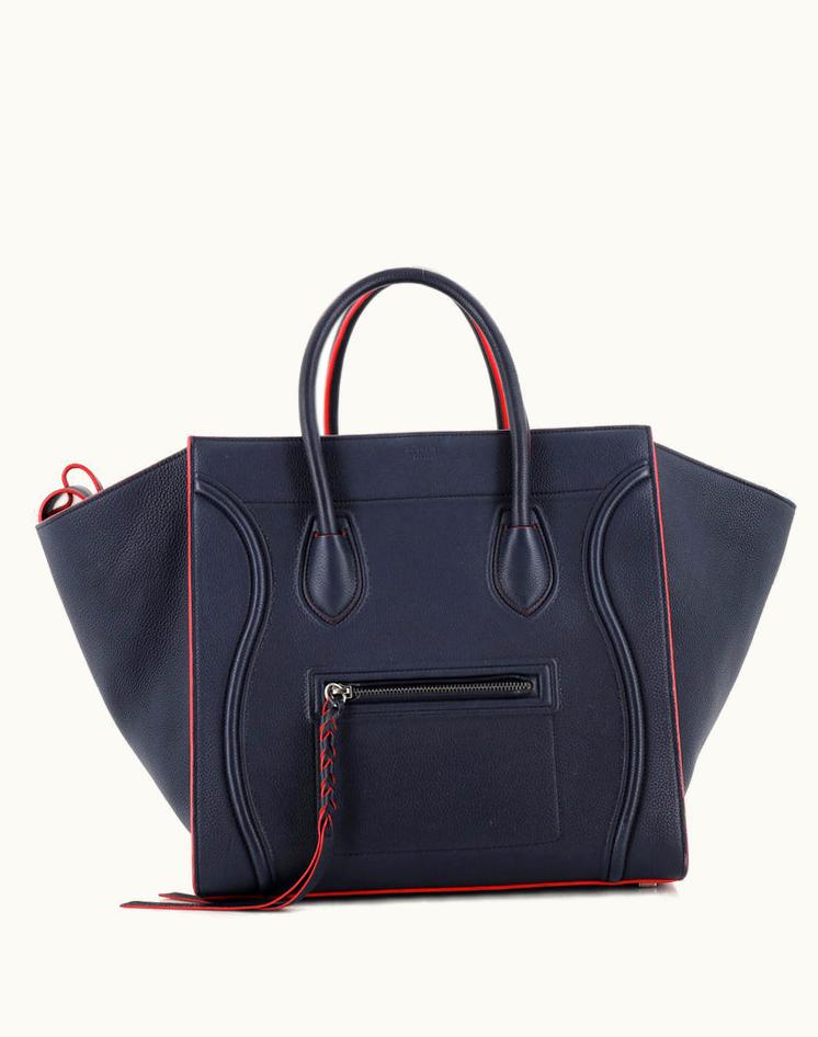 Celine Celine Phantom Bag Grainy Leather Medium Blue Red Aged Silver