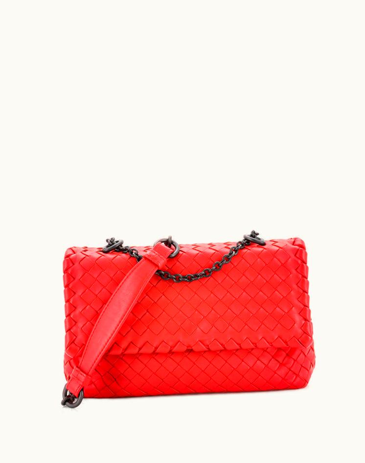 Bottega Veneta Bottega Veneta Olimpia Crossbody Bag Intrecciato Nappa Baby Red