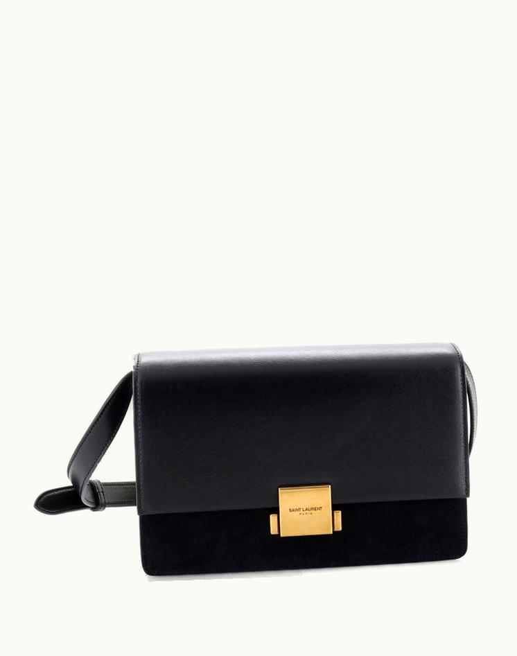 Saint Laurent Saint Laurent Bellechasse Shoulder Bag Suede And Leather Medium Black Aged Gold