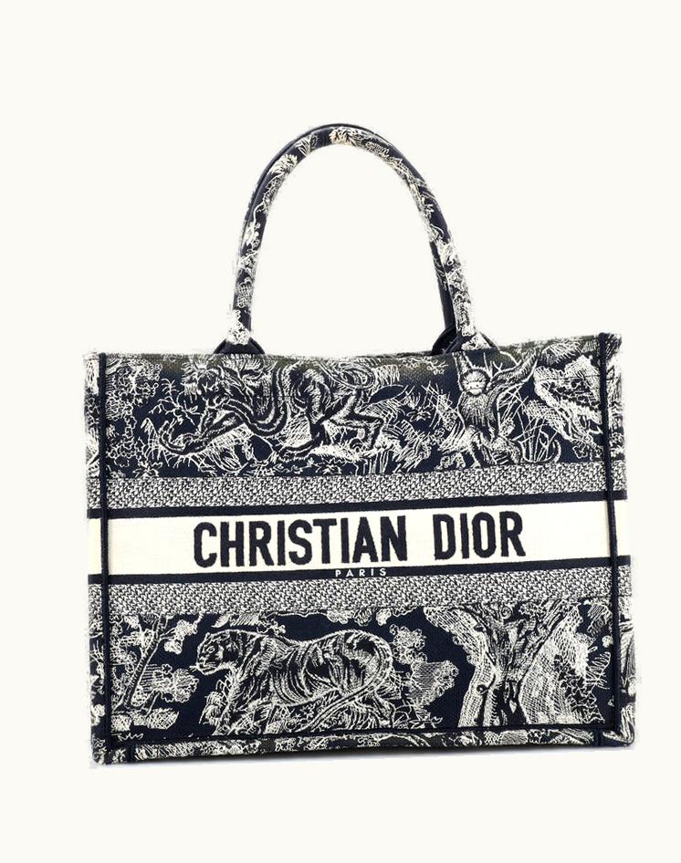 Dior Dior Book Tote Embroidered Canvas Medium Blue Luxury Shopper