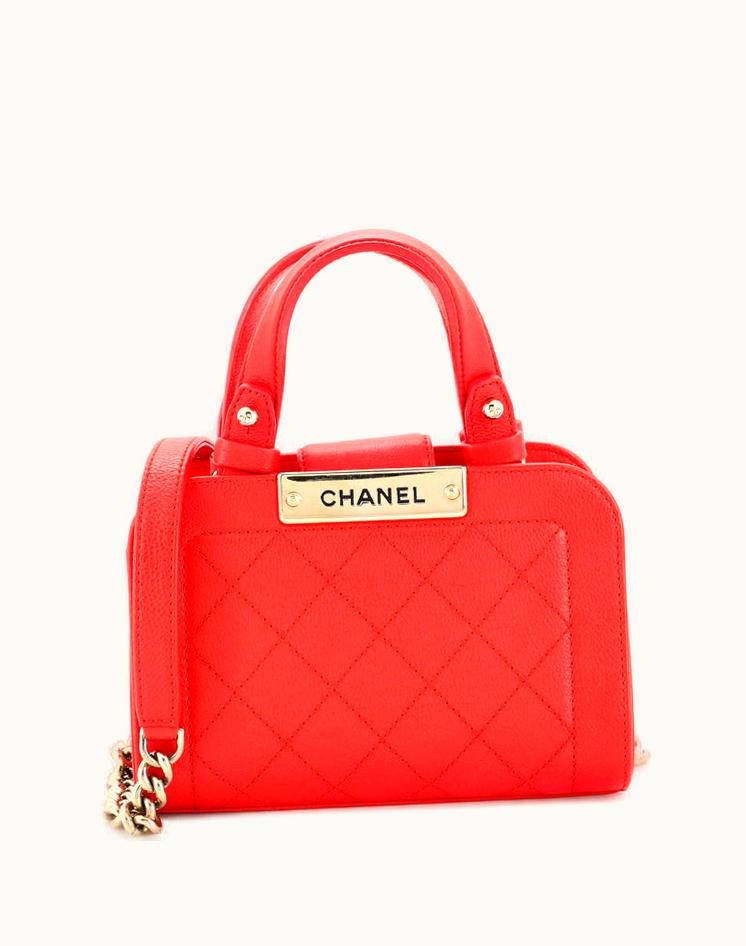 Chanel Chanel Label Click Shopping Tote Quilted Calfskin Mini