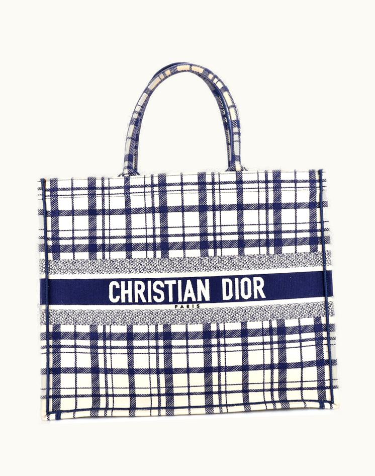 Dior Dior Book Tote Tartan Check Canvas Large