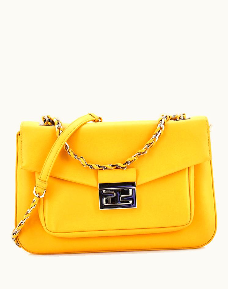 Fendi Fendi Be Baguette Flap Bag Leather Medium