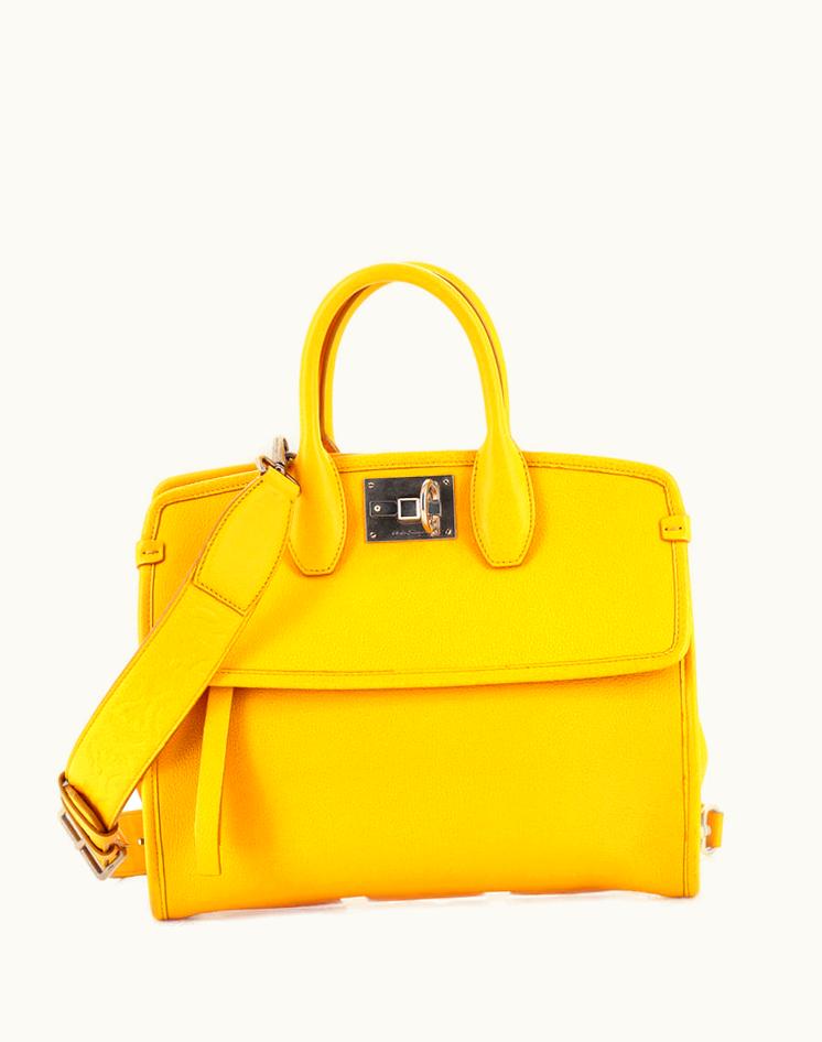 Salvatore Ferragamo Salvatore Ferragamo Studio Satchel Leather Small Yellow Aged Silver