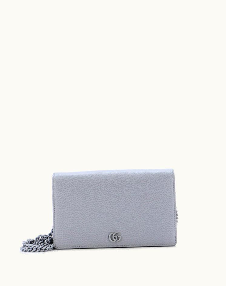Gucci Gucci Petite GG Marmont Chain Wallet Leather Mini in Gray/Silver & Black/Gray