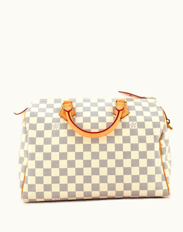 Louis Vuitton Louis Vuitton Speedy Handbag Damier 30 White Coated Canvas Gold Hardware
