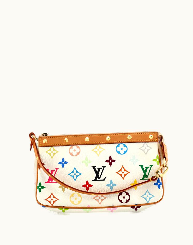 Louis Vuitton Louis Vuitton Pochette Accessoires Monogram Multicolor Coated Canvas Red Gold