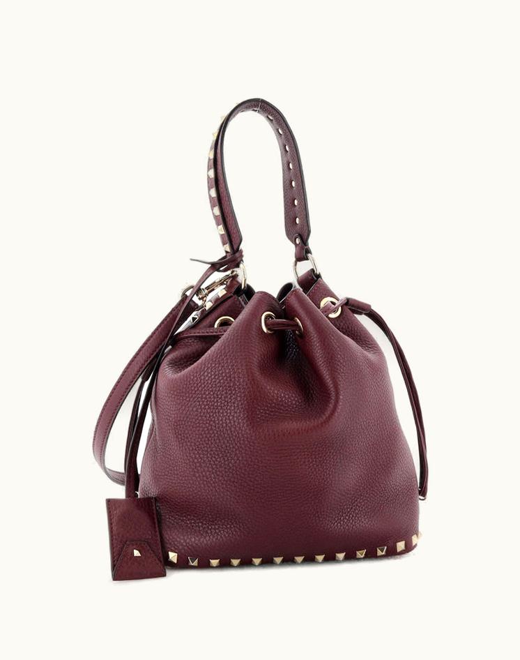 Valentino Valentino Rockstud Top Handle Bucket Bag Leather Small