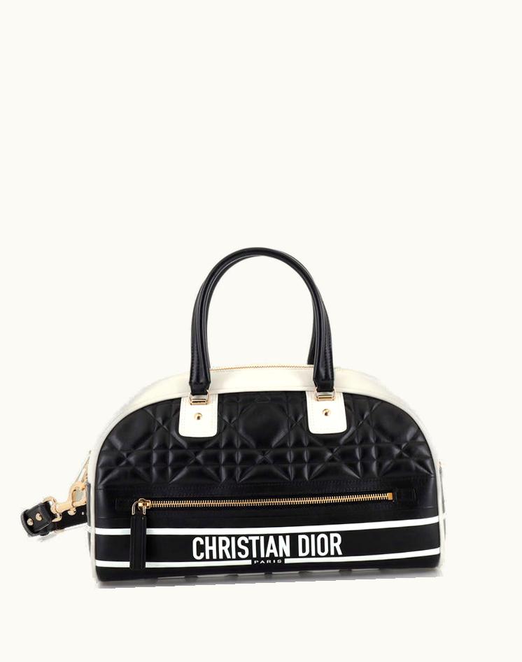 Dior Dior Vibe Front Zip Bowling Bag Cannage Calfskin Medium