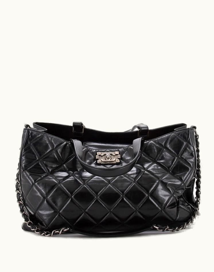 Chanel Chanel Boy Shopping Tote Quilted Glazed Calfskin Large