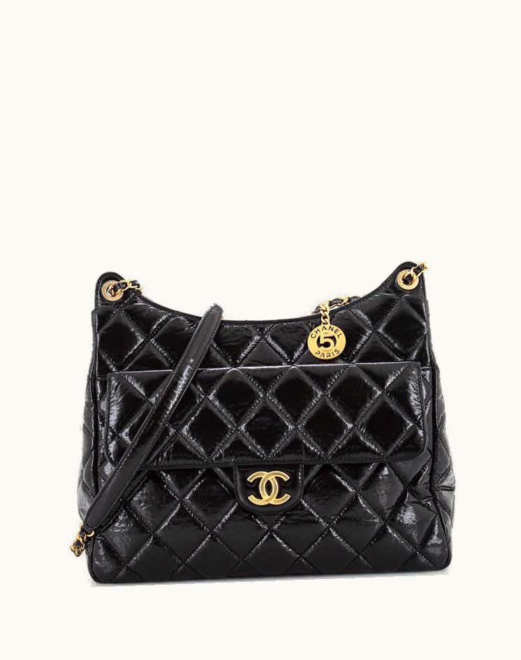 Chanel Chanel Wavy CC Hobo Quilted Crumpled Calfskin Large