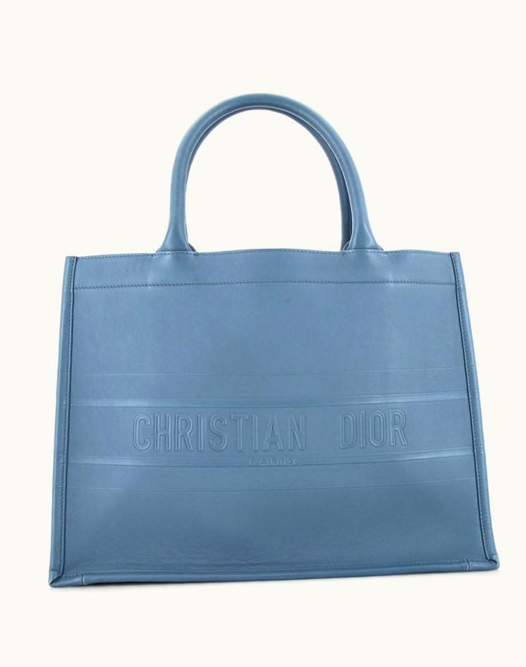Dior Dior Book Tote Embossed Leather Medium Blue