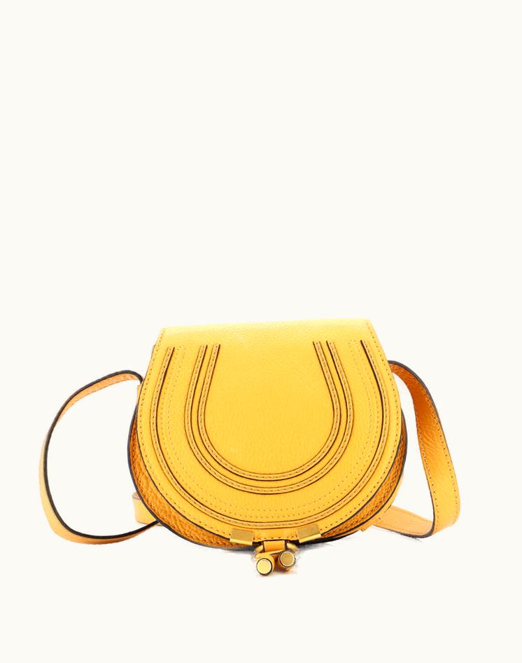 Chloe Chloe Marcie Crossbody Bag Leather Small Gold Green