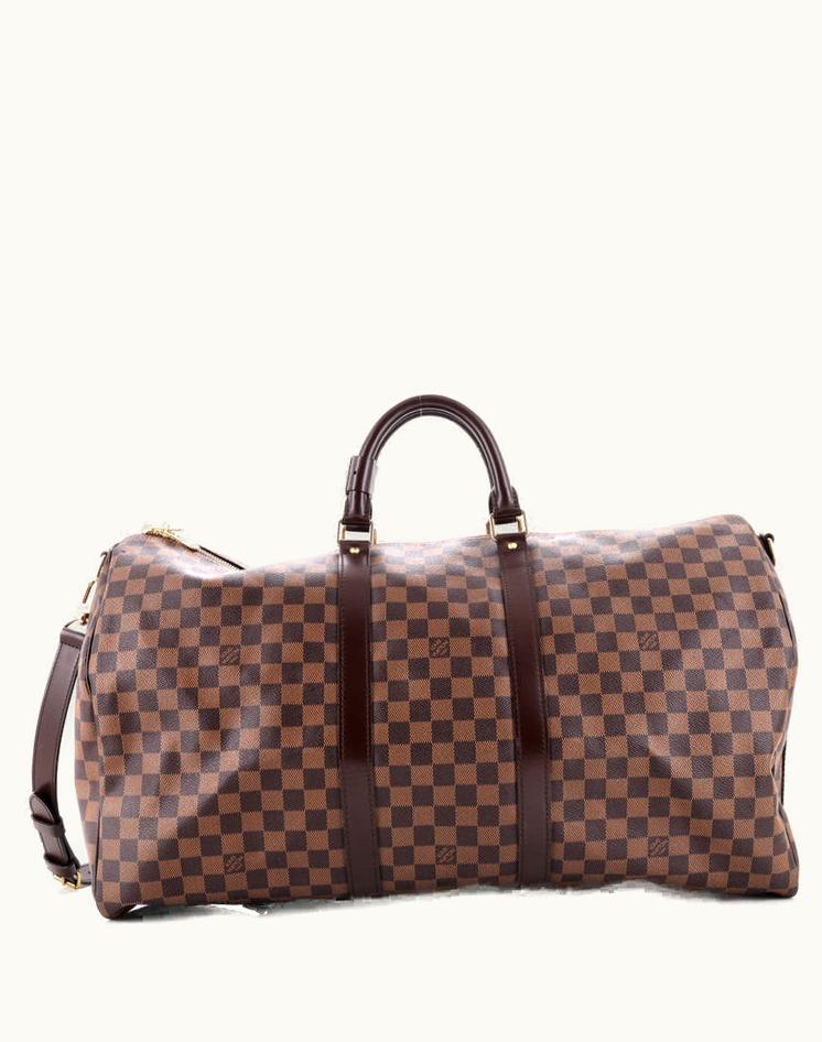 Louis Vuitton Louis Vuitton Keepall Bandouliere Bag Damier 55 Coated Canvas Brown Gold