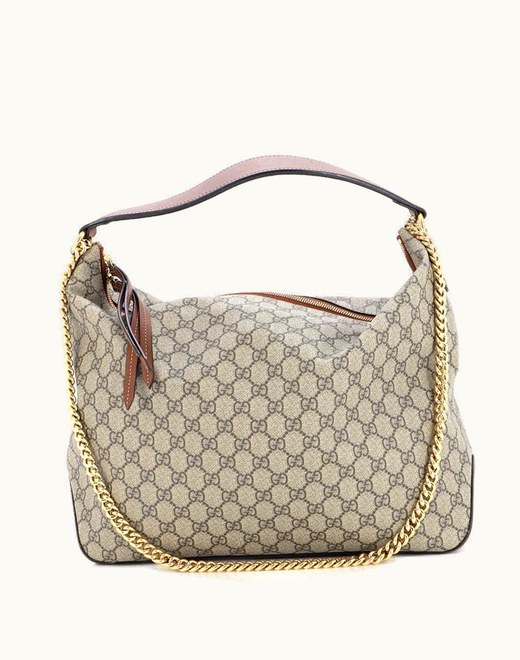 Gucci Gucci Chain Hobo GG Coated Canvas Large Brown Luxury Shoulder Bag
