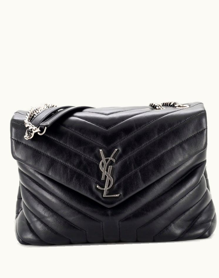 Saint Laurent Saint Laurent Loulou Matelasse Chevron Leather Shoulder Bag Medium Black