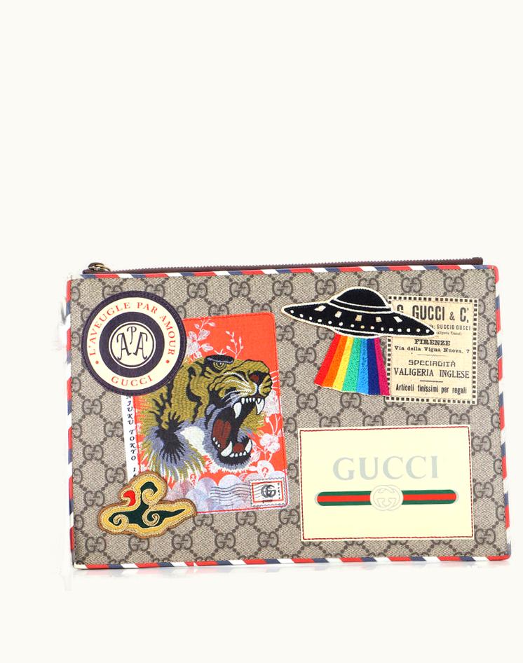 Gucci Gucci Courrier Pouch GG Coated Canvas With Applique