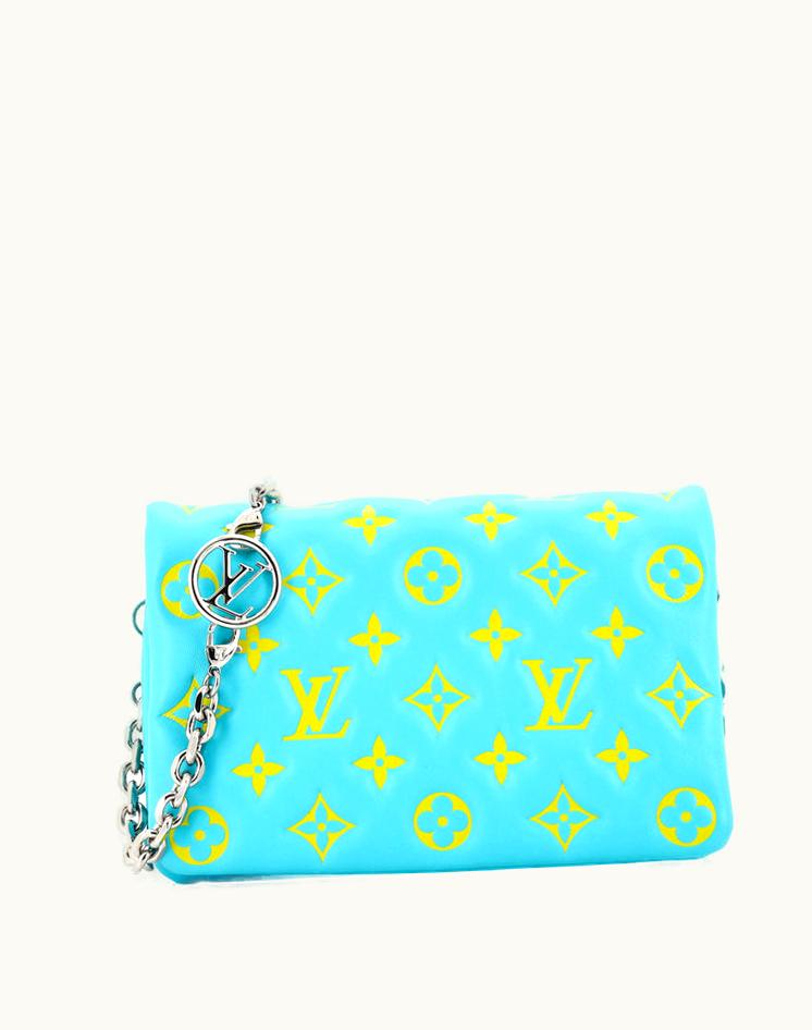 Louis Vuitton Louis Vuitton Coussin Pochette Monogram Embossed Lambskin Blue Yellow Silver