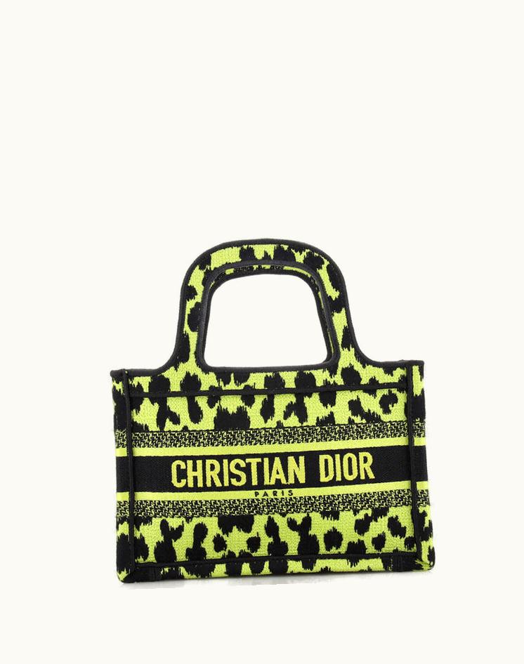 Dior Dior Mini Book Tote Embroidered Canvas Green