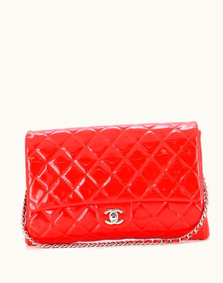 Chanel Chanel Clutch With Chain Quilted Patent Red Luxury Bag