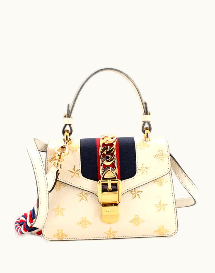 Gucci Gucci Sylvie Top Handle Bag Printed Leather Mini