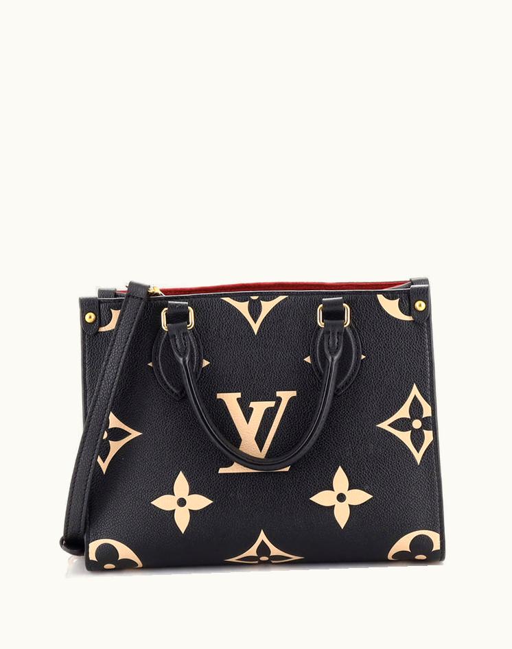 Louis Vuitton Louis Vuitton OnTheGo Tote Bicolor Monogram Empreinte Giant PM Leather Black & Red Microfiber Gold