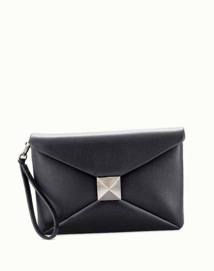 Valentino Valentino One Stud Wristlet Clutch Leather