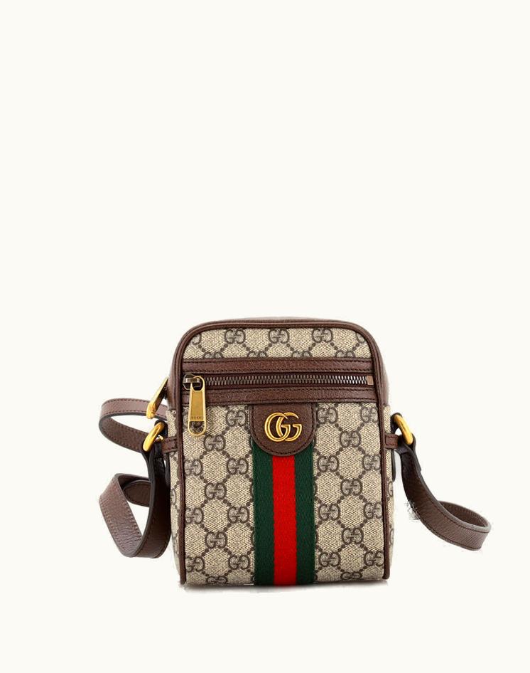 Gucci Gucci Ophidia Mini GG Coated Canvas Messenger Bag Brown