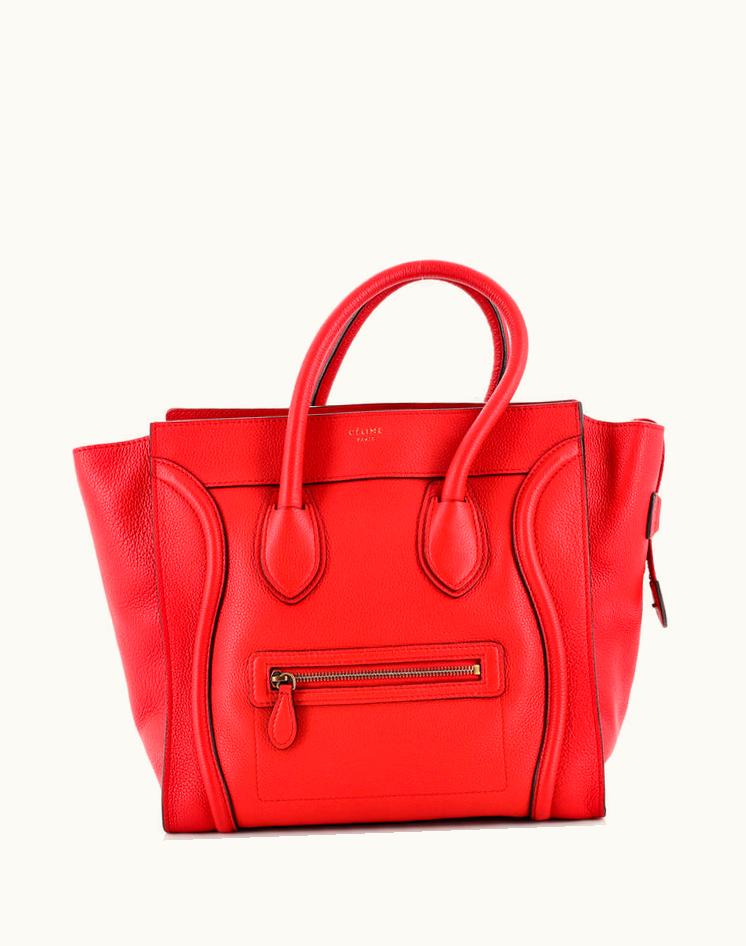 Celine Celine Mini Luggage Bag Grainy Leather Red