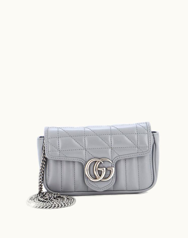 Gucci Gucci GG Marmont Flap Bag Matelasse Leather Super Mini Grey