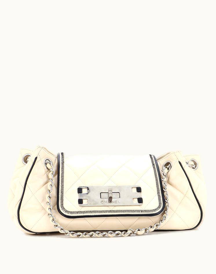 Chanel Chanel East West Mademoiselle Accordion Flap Bag Quilted Lambskin Small