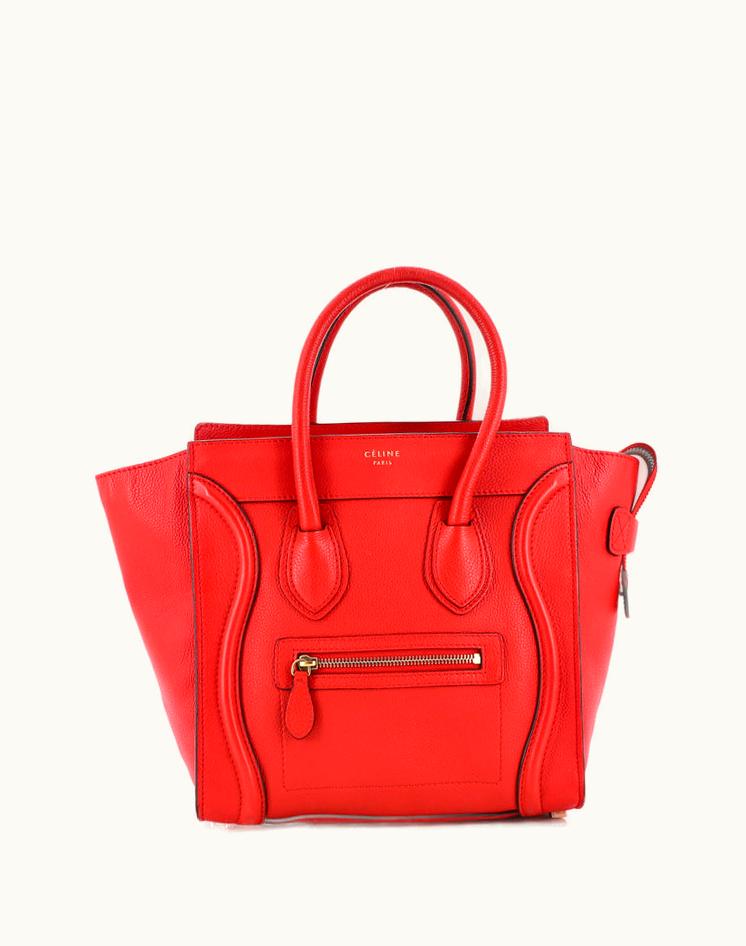 Celine Celine Luggage Bag Grainy Leather Micro Red Aged Gold