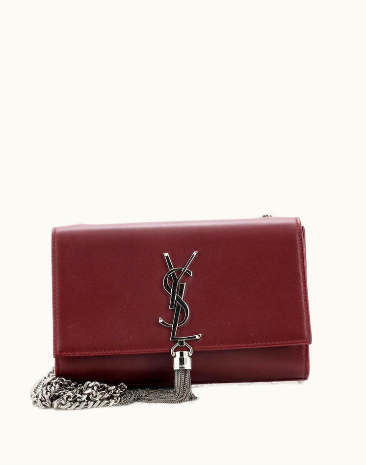 Saint Laurent Saint Laurent Classic Monogram Tassel Crossbody Bag Leather Small Red