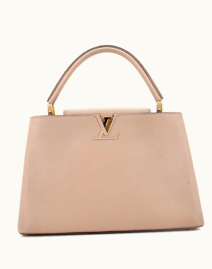Louis Vuitton Louis Vuitton Capucines Bag Leather MM Neutral Brown Gold