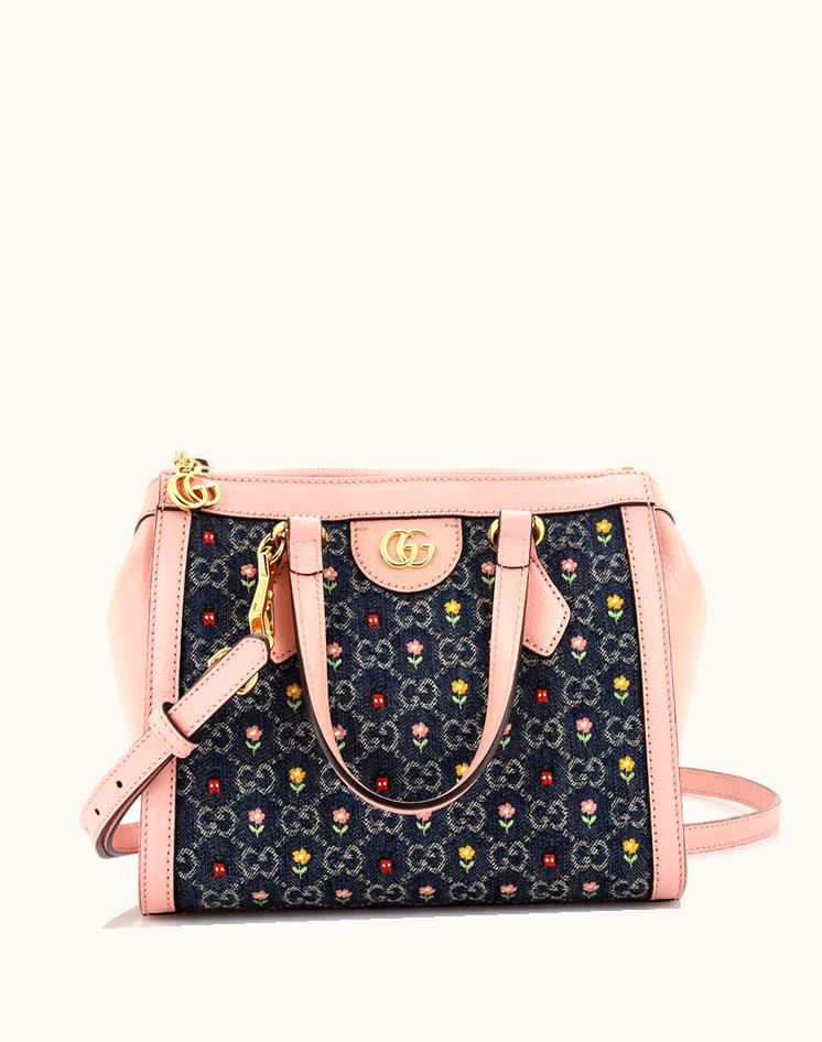 Gucci Gucci Ophidia Top Handle Tote Printed GG Denim Small