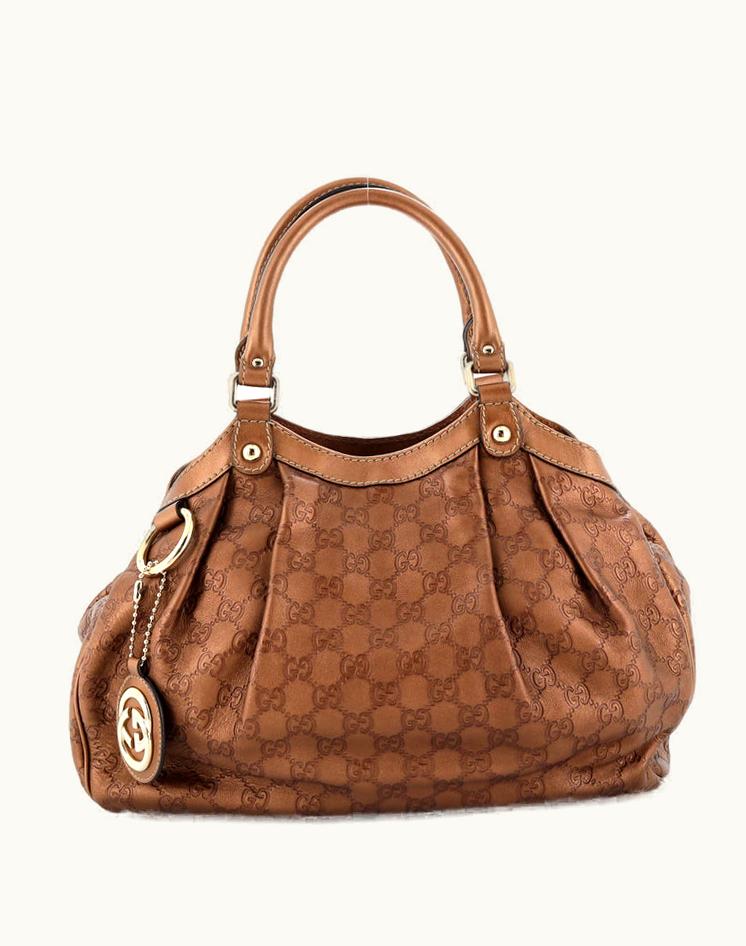 Gucci Gucci Sukey Tote Guccissima Leather Medium in Metallic Brown & Black