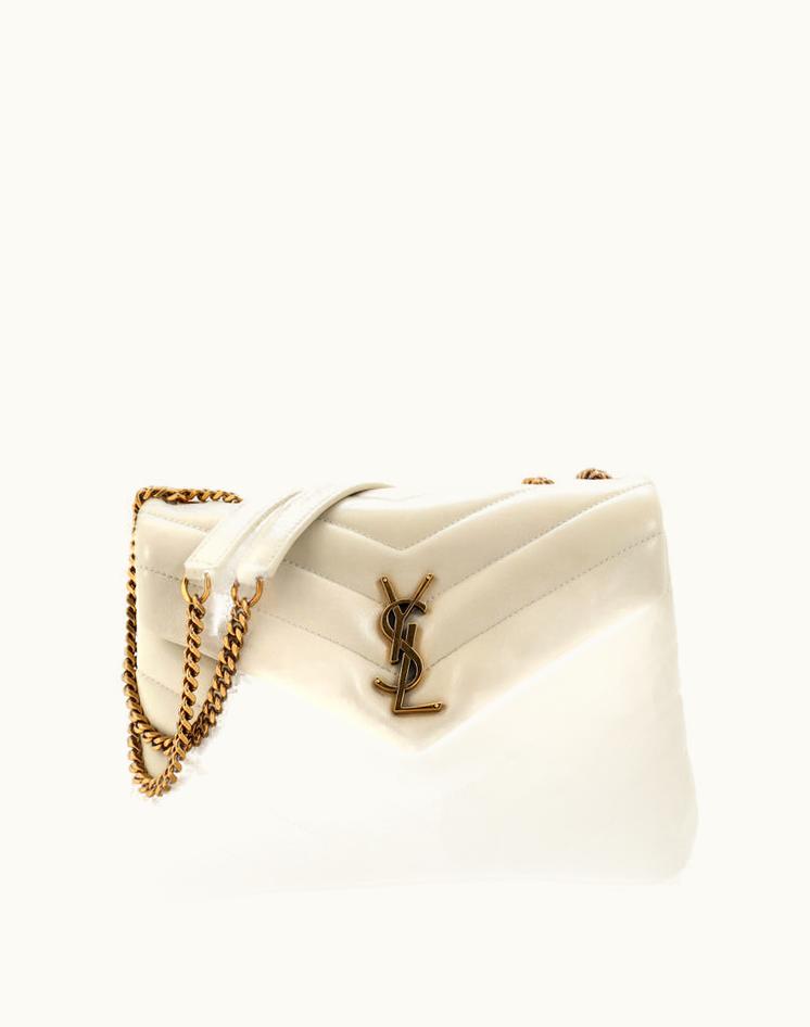 Saint Laurent Saint Laurent Loulou Shoulder Bag Matelasse Chevron Leather Small in Neutral