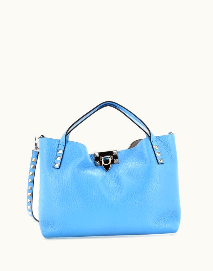 Valentino Valentino Rockstud Convertible Flip Lock Tote Leather Small