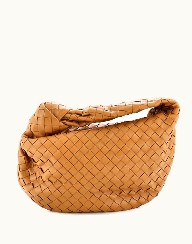 Bottega Veneta Bottega Veneta BV Jodie Hobo Intrecciato Nappa Teen Brown Leather Gold Hardware