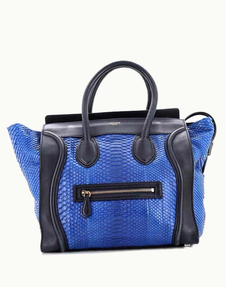 Celine Celine Luggage Bag Python And Leather Mini Blue Aged Gold