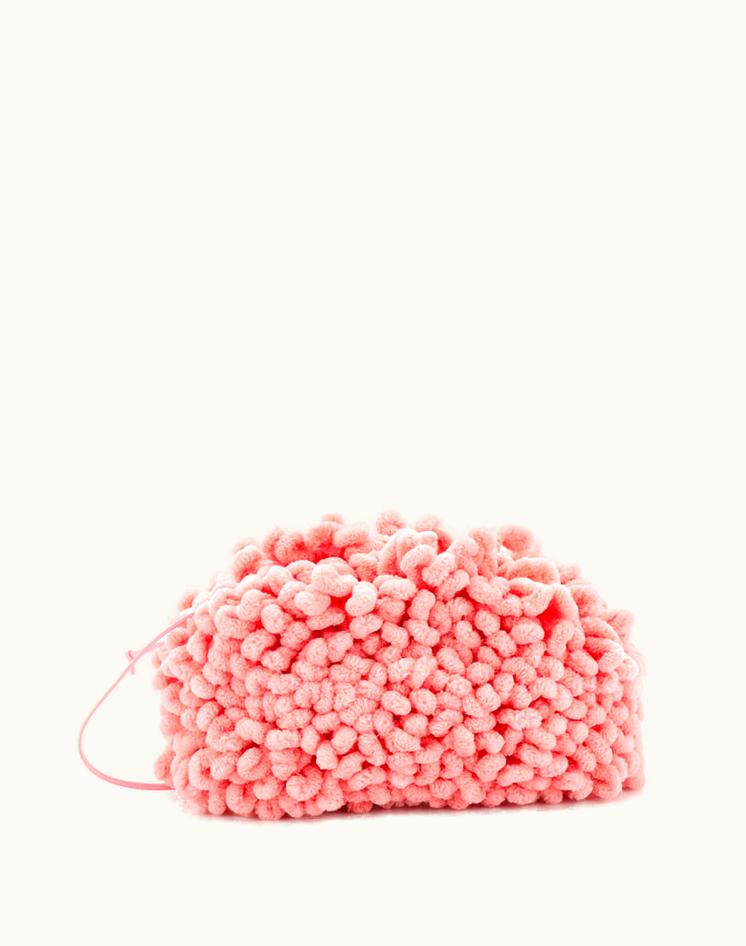Bottega Veneta Bottega Veneta The Wave Pouch Twisted Chenille Mini Textile Pink Luxe Clutch