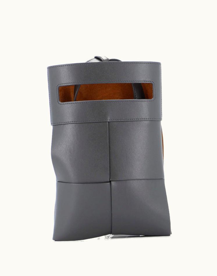 Bottega Veneta Bottega Veneta Cut Out Crossbody Bag Maxi Intrecciato Leather Gray Black