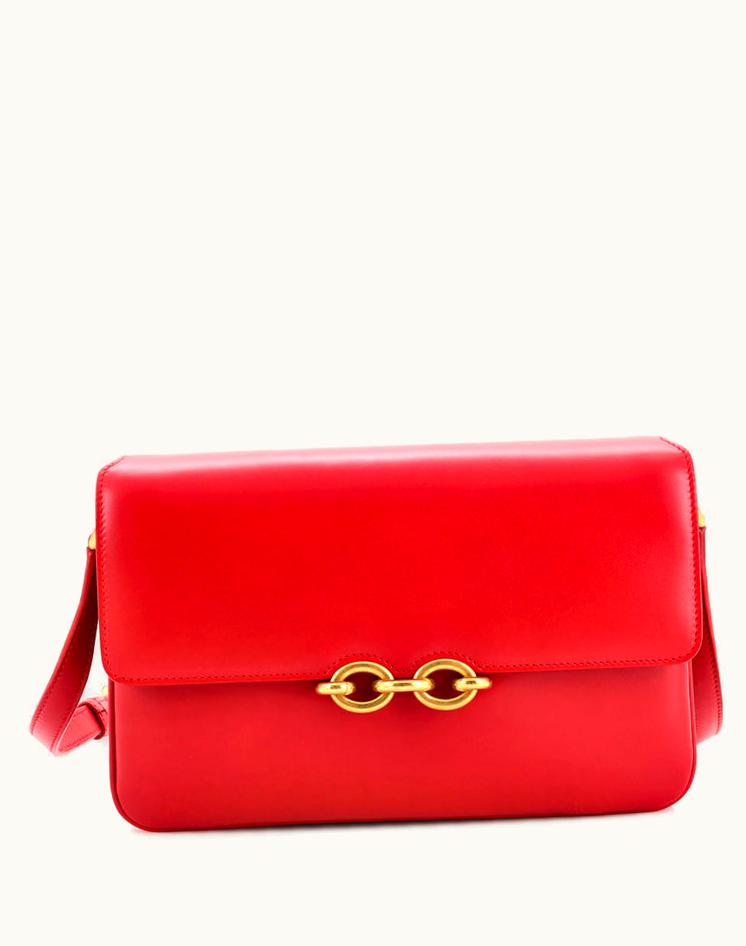 Saint Laurent Saint Laurent Le Maillon Shoulder Bag Leather Medium Red