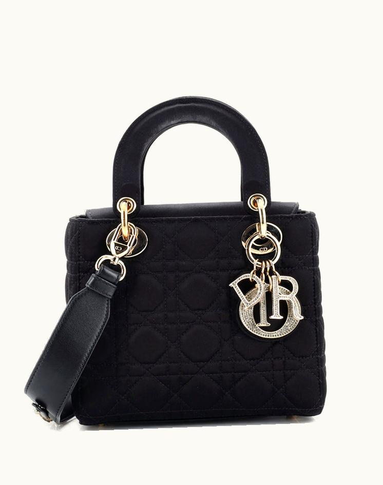 Dior Dior My ABCDior Lady Dior Bag Cannage Quilt Satin With Crystal Charms