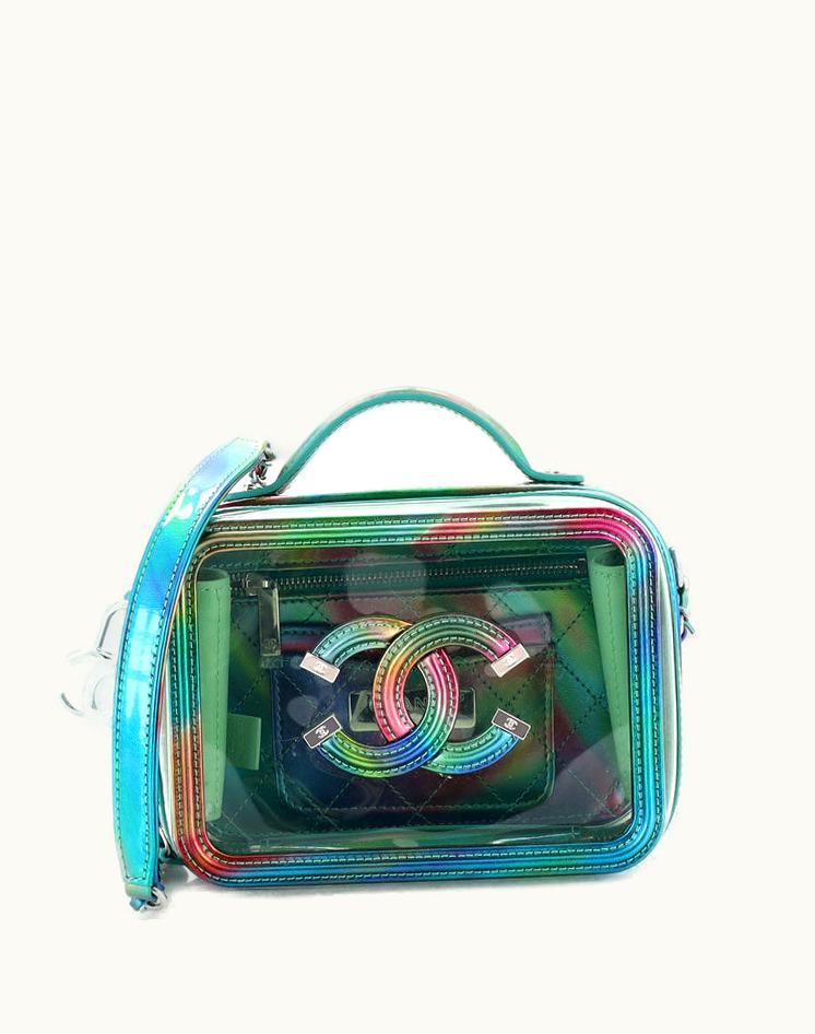 Chanel Chanel Filigree Vanity Case Pvc With Lambskin Small