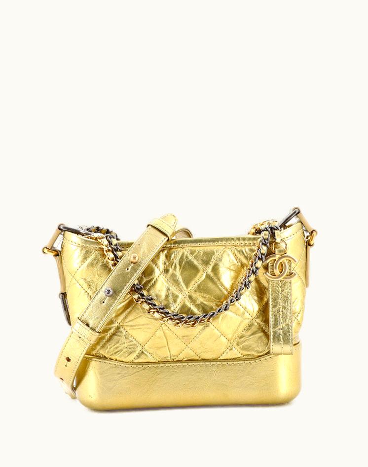 Chanel Chanel Gabrielle Hobo Quilted Aged Calfskin Small Gold Red Aged Silver