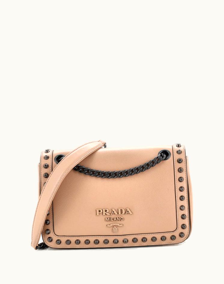 Prada Prada Chain Flap Bag Studded Glace Calf Small