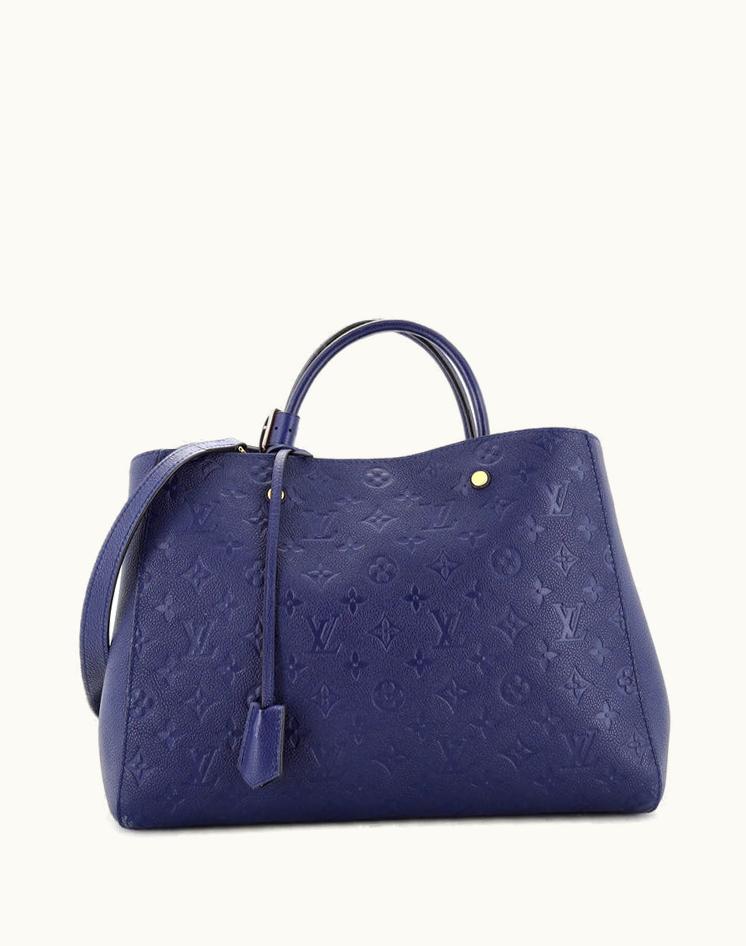 Louis Vuitton Louis Vuitton Montaigne Handbag Monogram Empreinte Leather GM Blue Gold