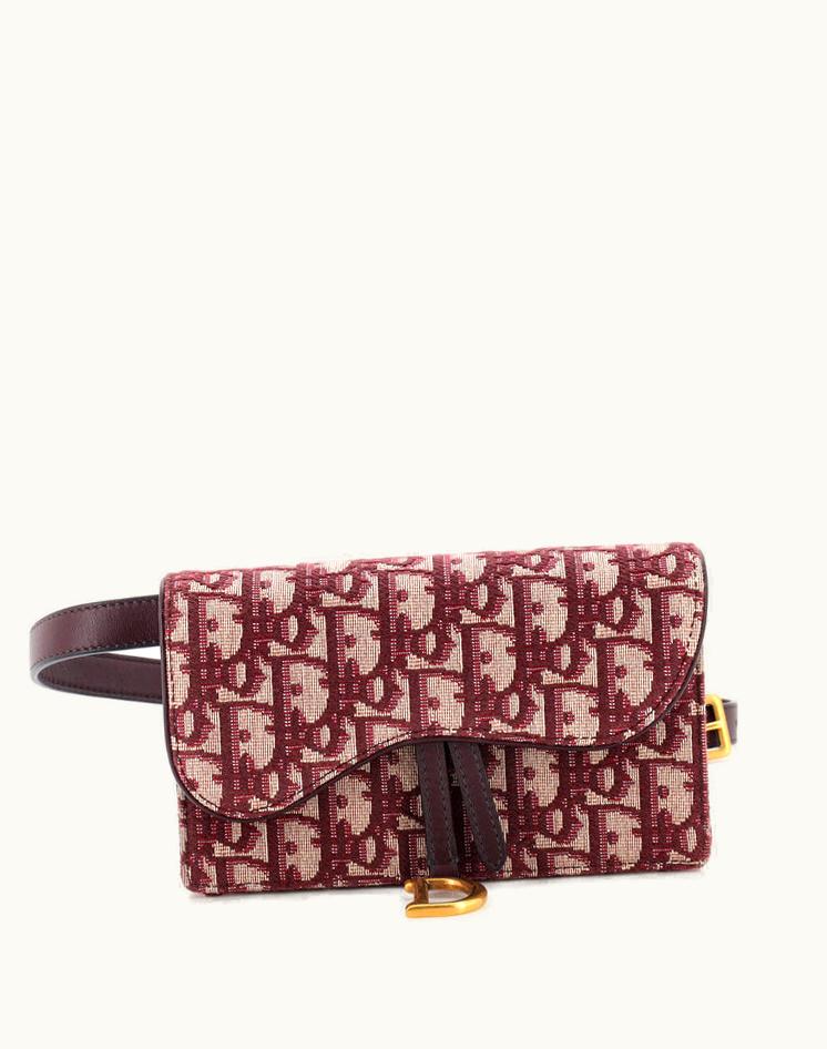 Dior Dior Saddle Rectangular Belt Bag Oblique Canvas Red Aged Gold